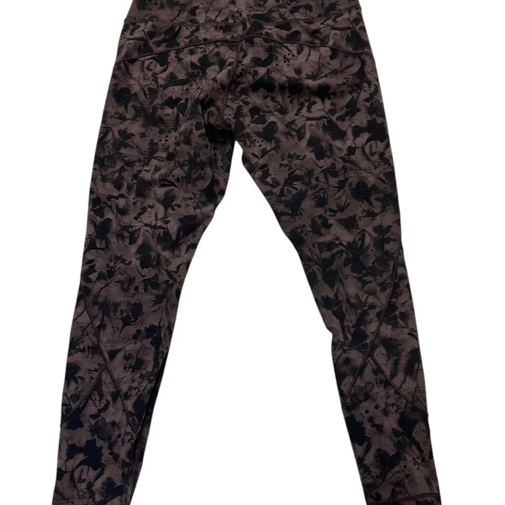Lululemon In Movement Tight Legging 25" Mini Dusk Floral Antique Bark Black sz10 - Picture 6 of 10